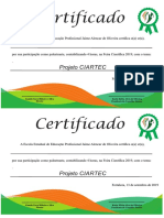 Certificado de participação como palestrante na Feira Científica 2019