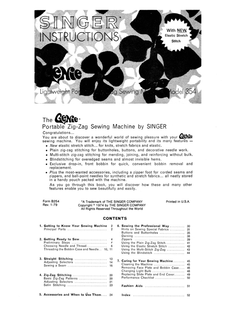 Singer Genie Sewing Machine Manual PDF