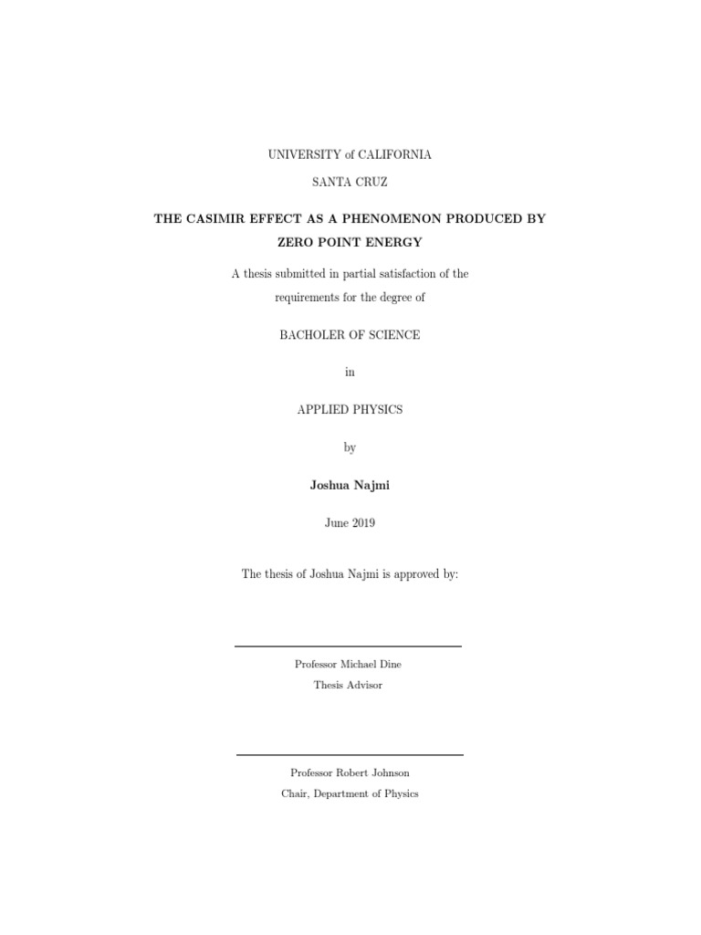 The Casimir Effect As A Phenomenon Produced by Zero Point Energy | PDF ...