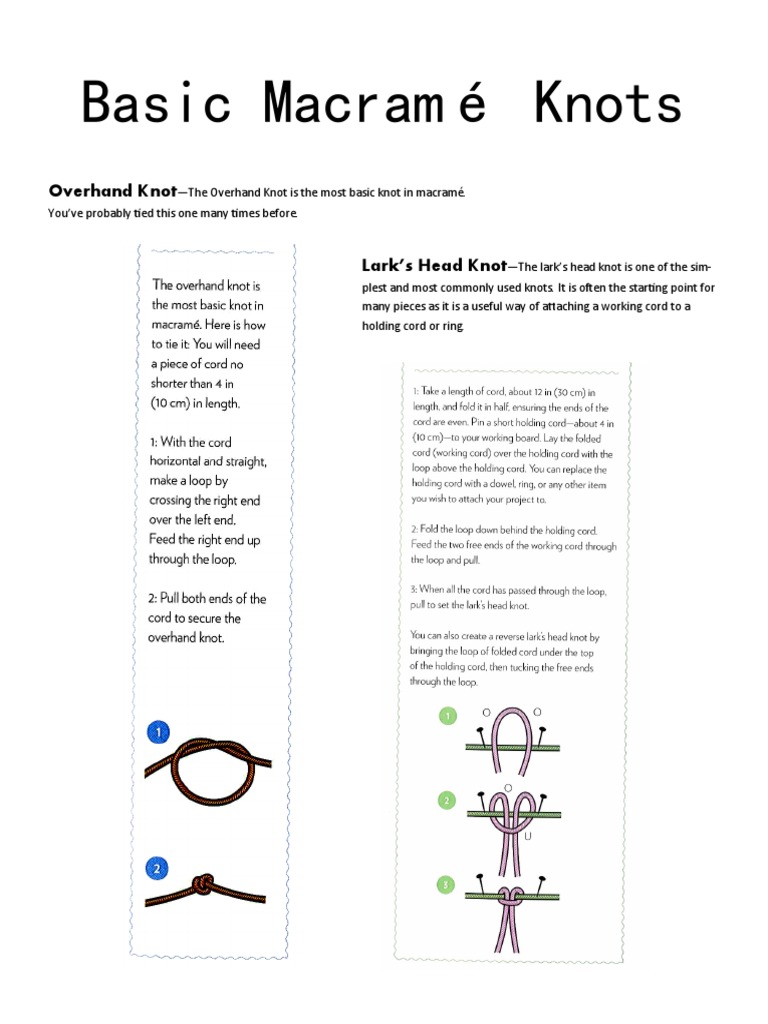 Basic Macramé Knots Guide | PDF | Knot | Rope