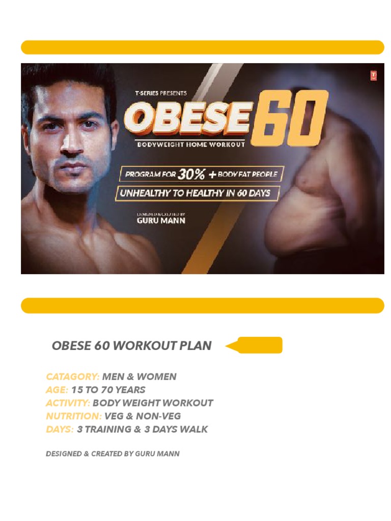OBESE 60 WORKOUT PLAN by Guru Mann PDF PDF Physical Fitness Obesity
