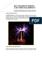 Es Posible Transmitir Energía Eléctrica de Forma Inalámbrica