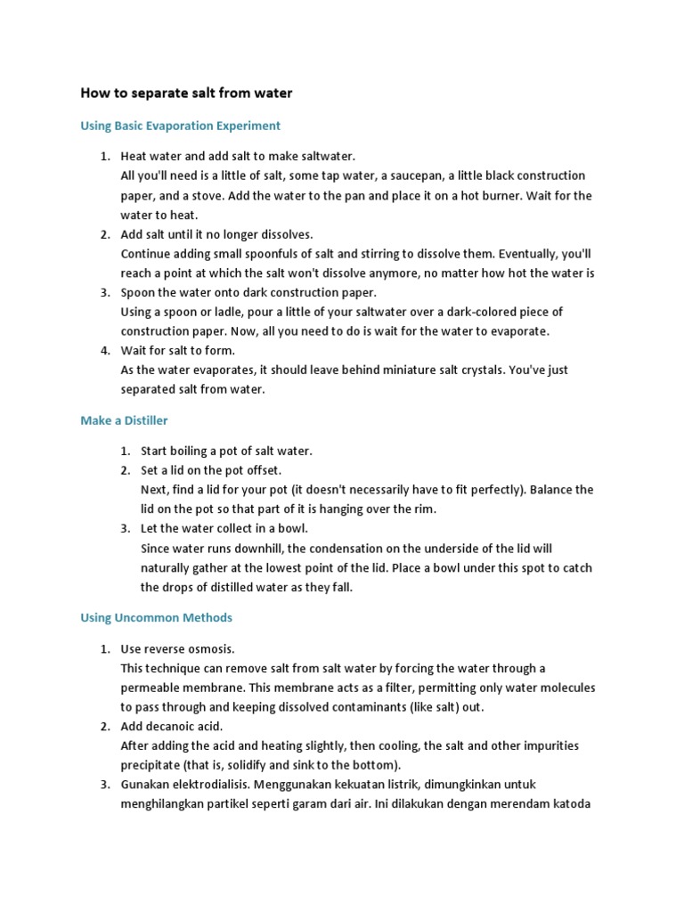 How To Separate Salt From Water Using Basic Evaporation Experiment
