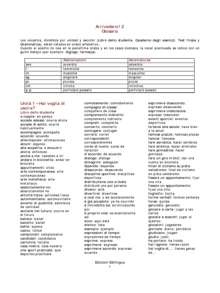 Glosario Italiano Pdf Deportes Naturaleza
