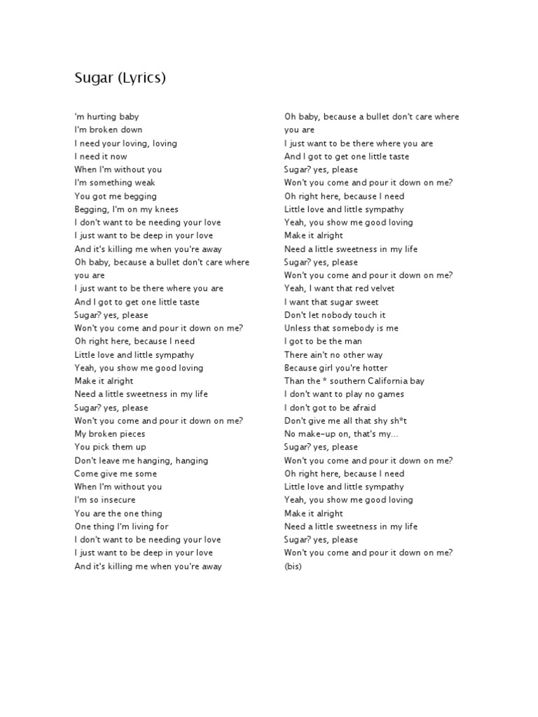 Sugar Letra | PDF