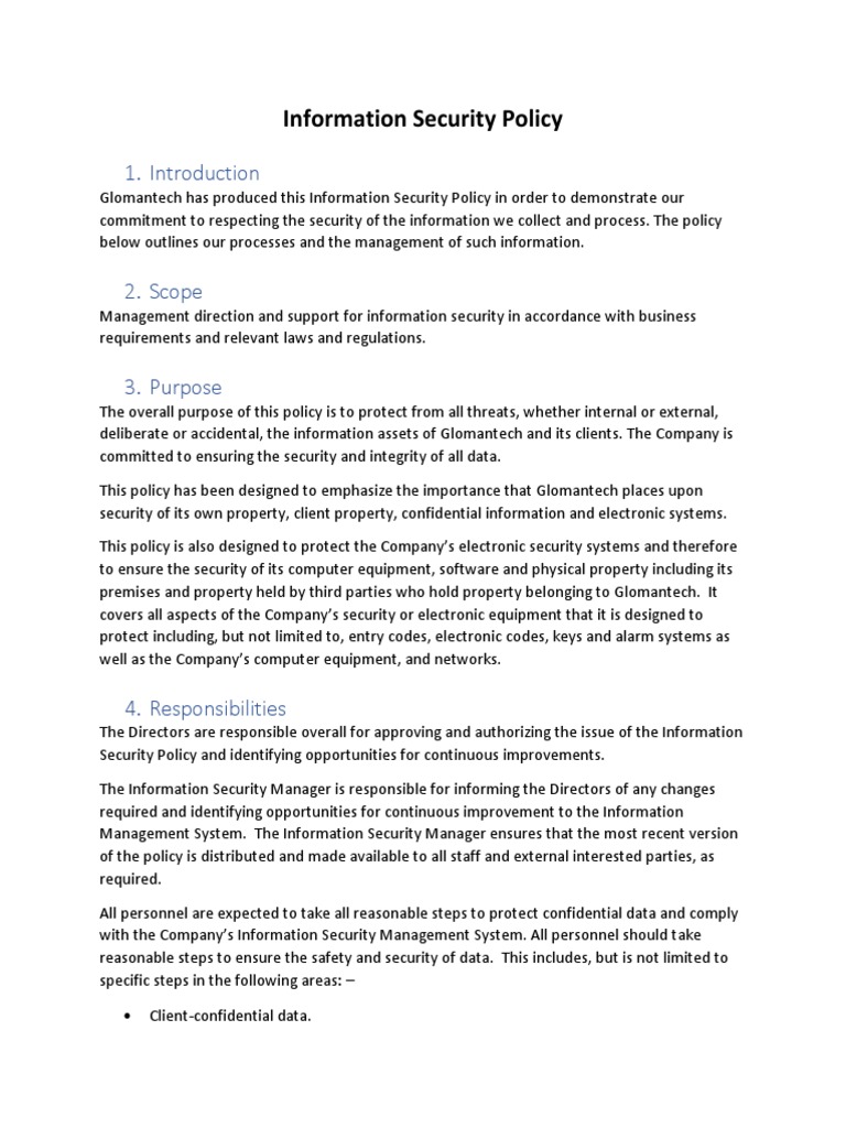 Glomantech Information Security Policy | PDF | Information Security ...