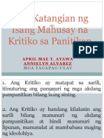 Mga Katangian NG Isang Mahusay Na Kritiko Sa