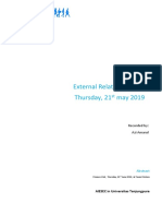 External Relation Meeting Thursday, 21 May 2019: Recorded By: Azi Amarul
