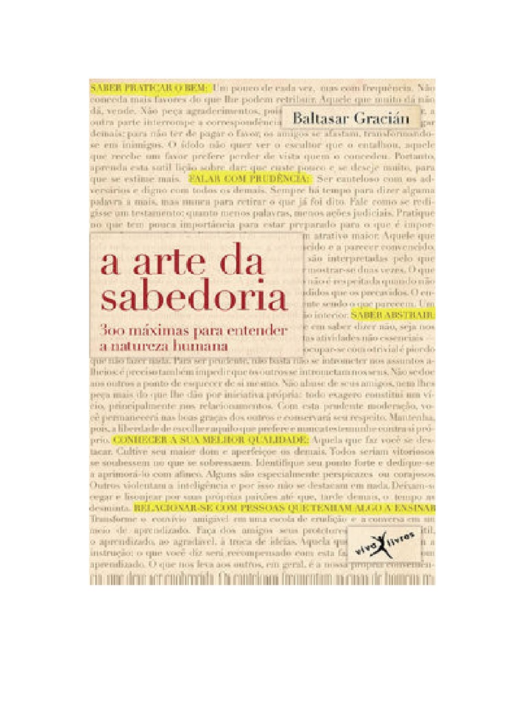 Fazer o Download Do Livro A Arte Da Sabedoria de Baltasar Gracian | PDF ...