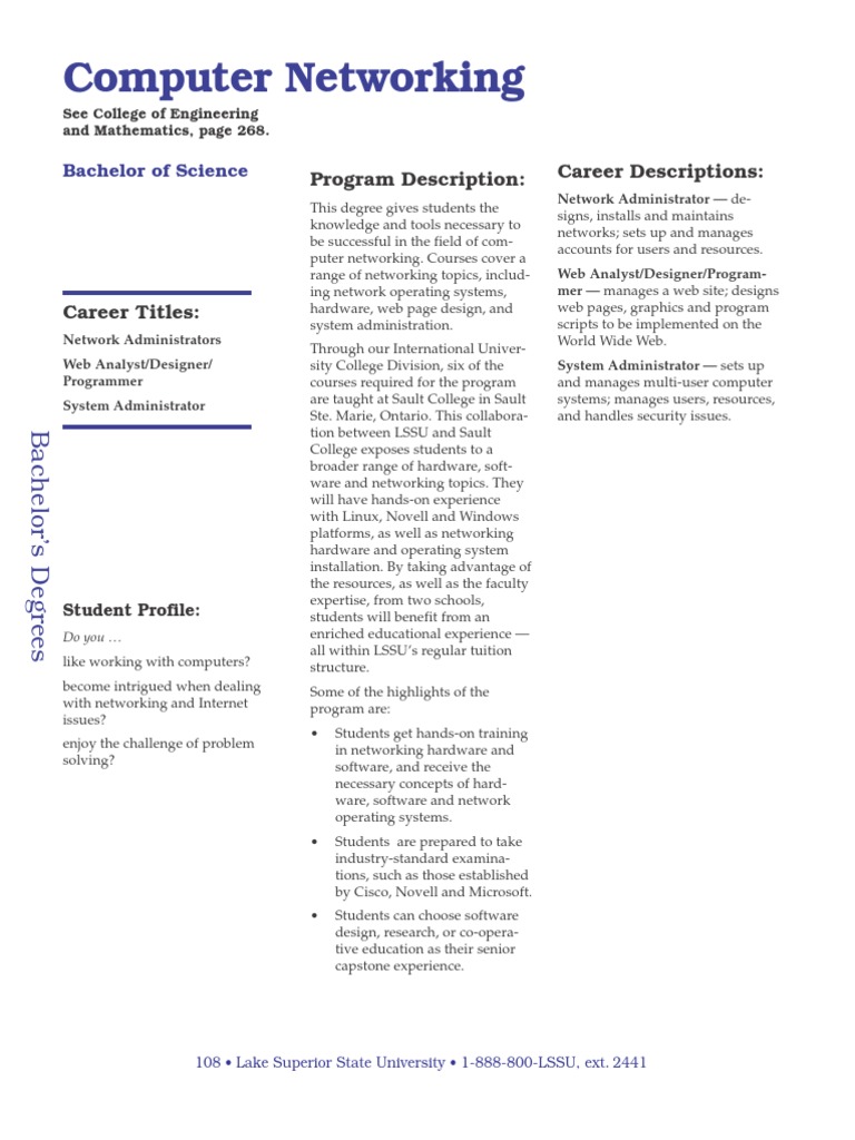 Computer Networking: Career Descriptions: Program Description | PDF ...