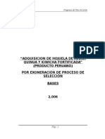 " Adquisicion de Hojuela de Avena Quinua Y Kiwicha Fortificada" (Producto Peruano) Por Exoneración de Proceso de Selección Bases