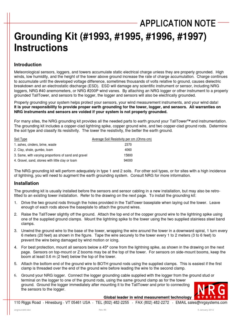 Grounding Kit Installation Guide | PDF | Electrostatic Discharge | Soil