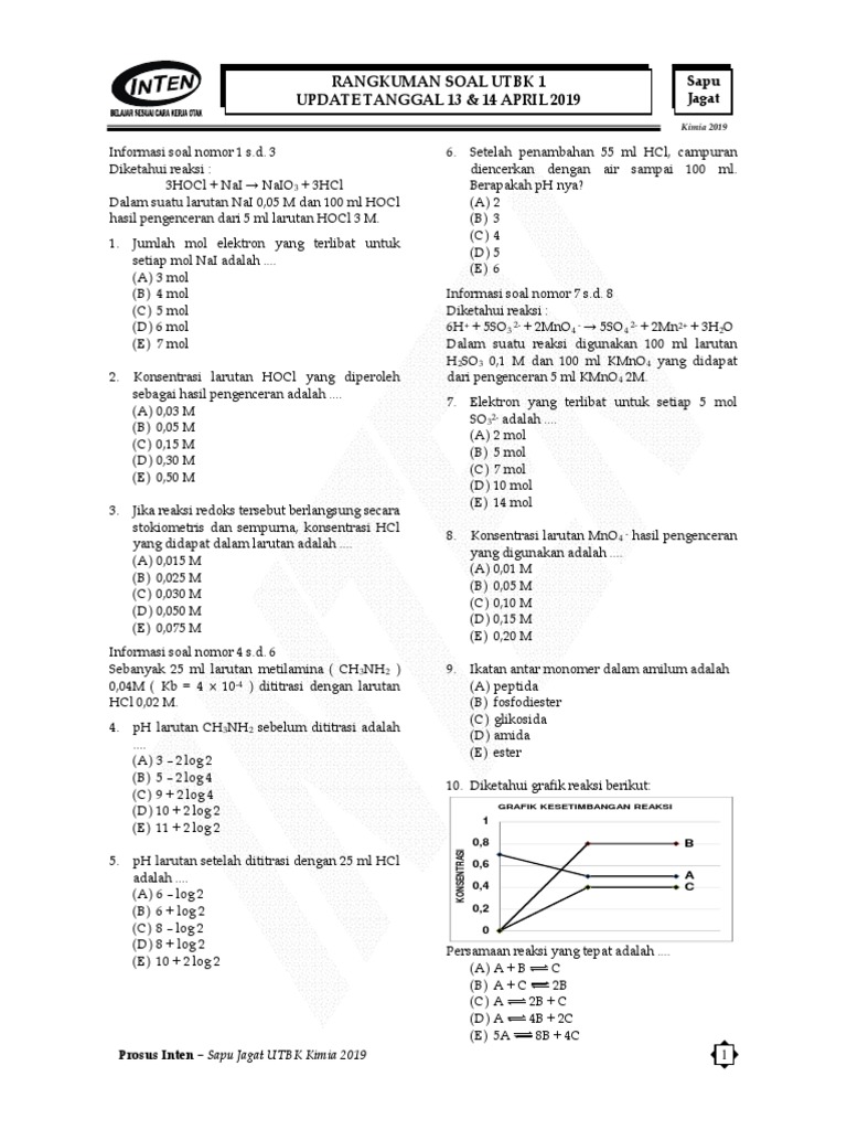 145511 22271 Latihan Soal Sapu Jagat Utbk Kimia 2019 Pdf