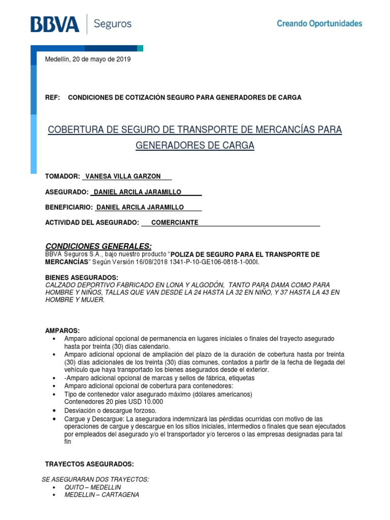Modelo Contrato de Seguro - Daniel y Vanesa | PDF | Póliza de seguros |  Seguro