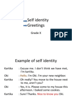 Self Identity Greetings: Grade X