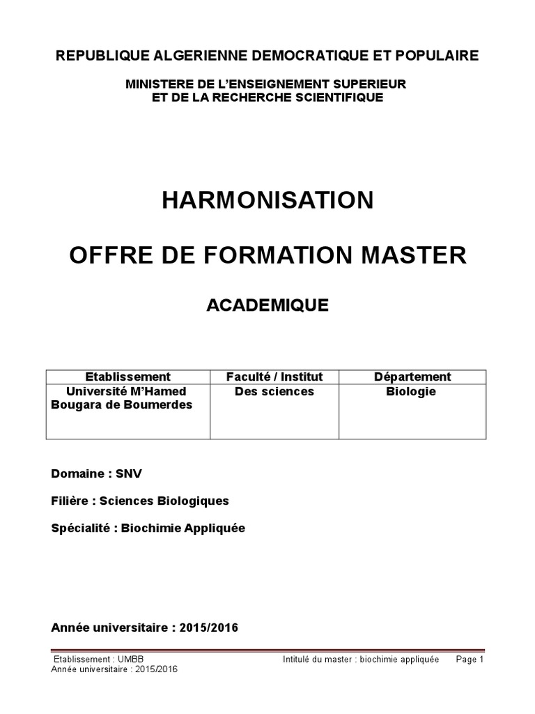 Lettre De Motivation Master Biochimie