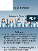 Article V: Suffrage: Prepared by Raizza Corpuz