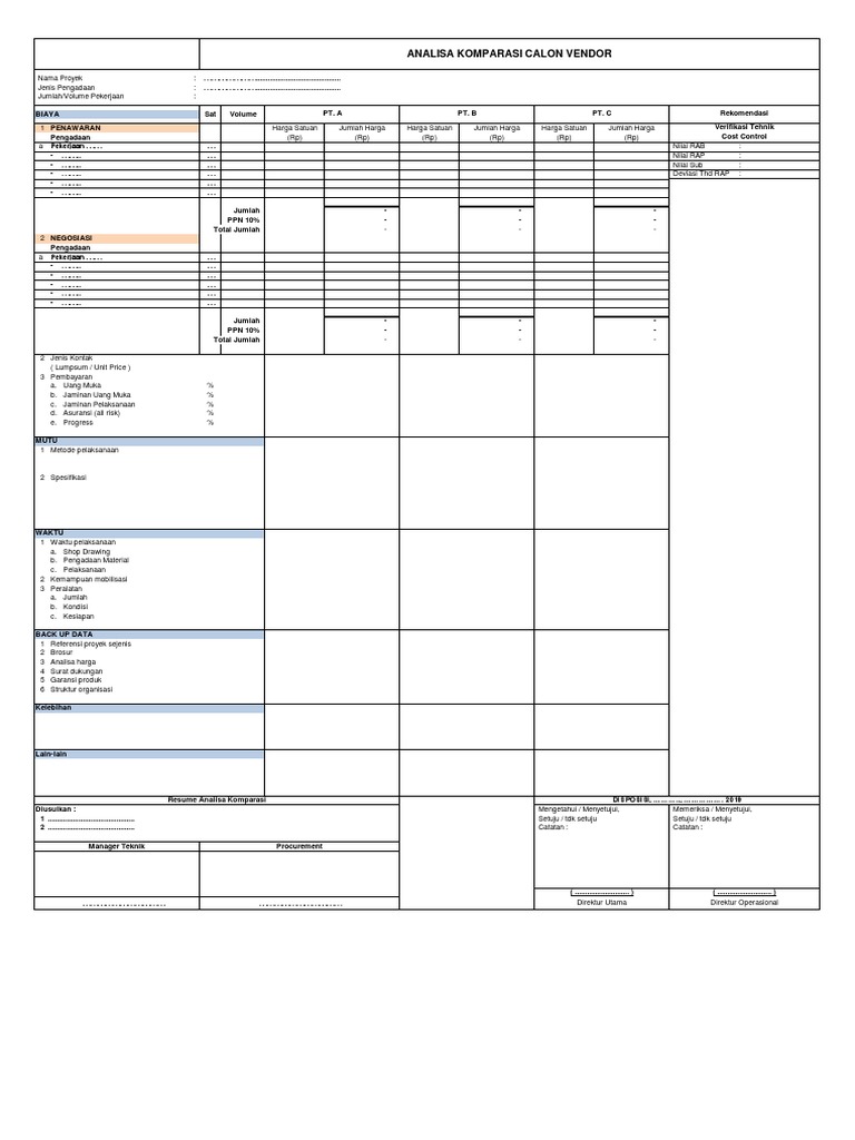 PROC - 03 Analisa Komparasi Vendor | PDF