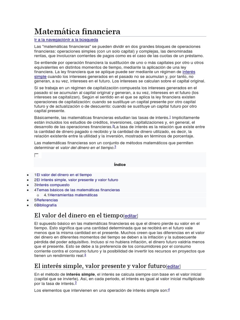 Fundamentos de Matemática Financiera | PDF | Finanzas Matemáticas | Interés
