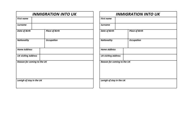 UK Immigration Information Form | PDF