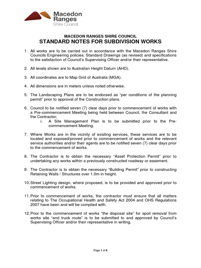 Macedon Ranges Subdivision Standards | PDF | Road | Storm Drain