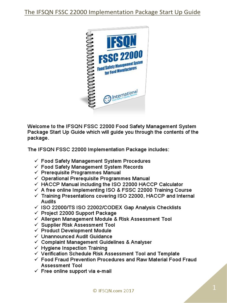 Assured 22000 FSMS Certification Package Start Up Guide 2017 Sample ...