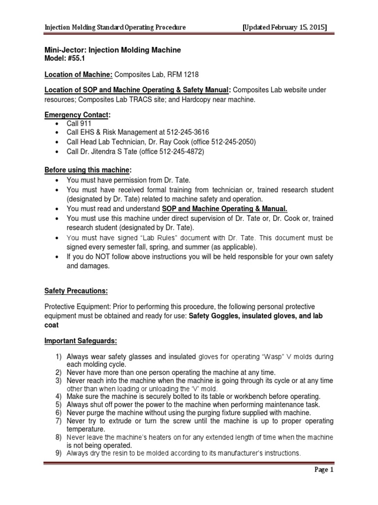 SOP+Minijector-+Injection+Molding+Machine+ Mar+2015 PDF | PDF | Switch ...