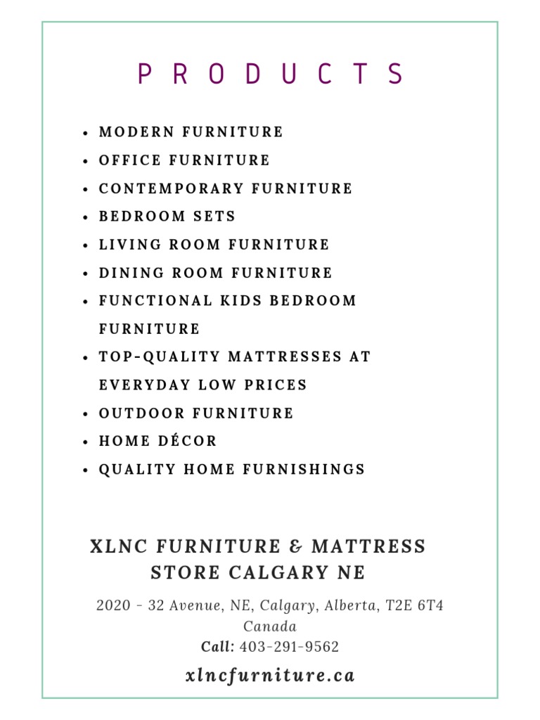 All About XLNC Furniture Shop Calgary Alberta PDF