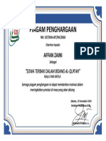 Piagam Penghargaan Tahfidz