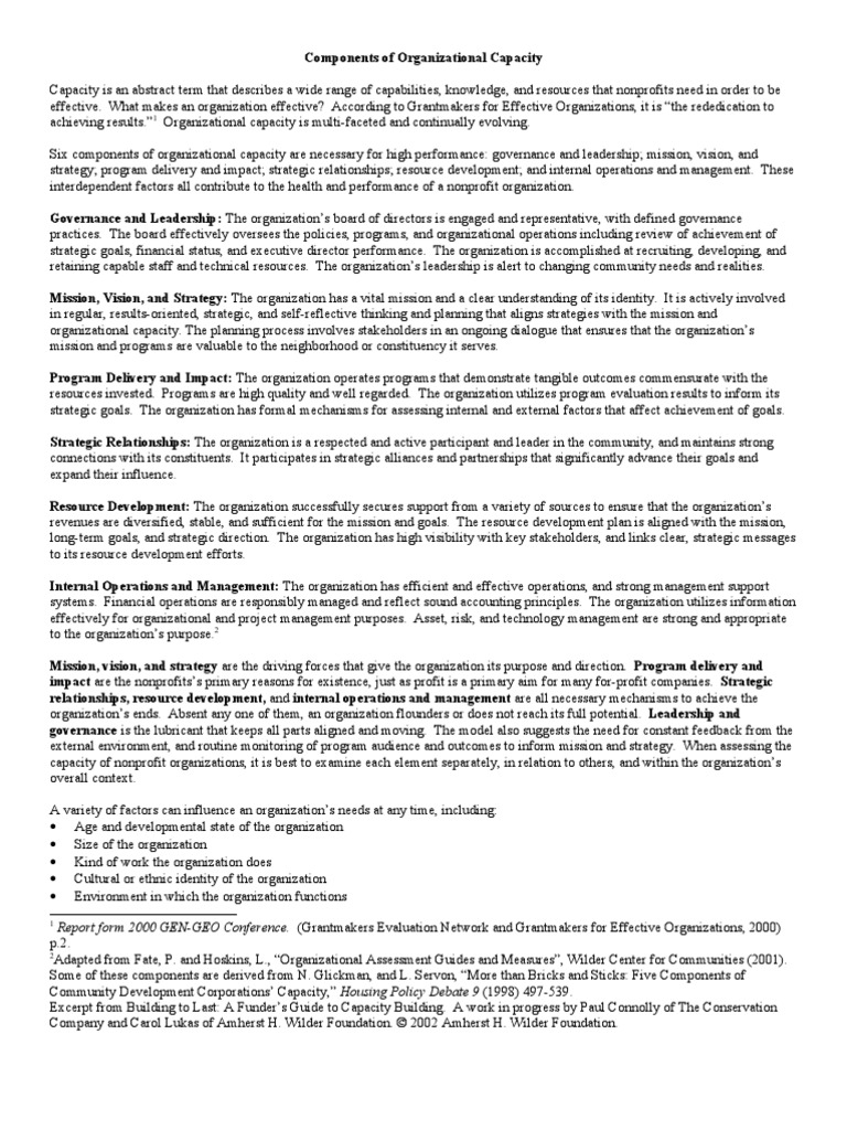 Components Organizational Capacity | PDF | Governance | Goal