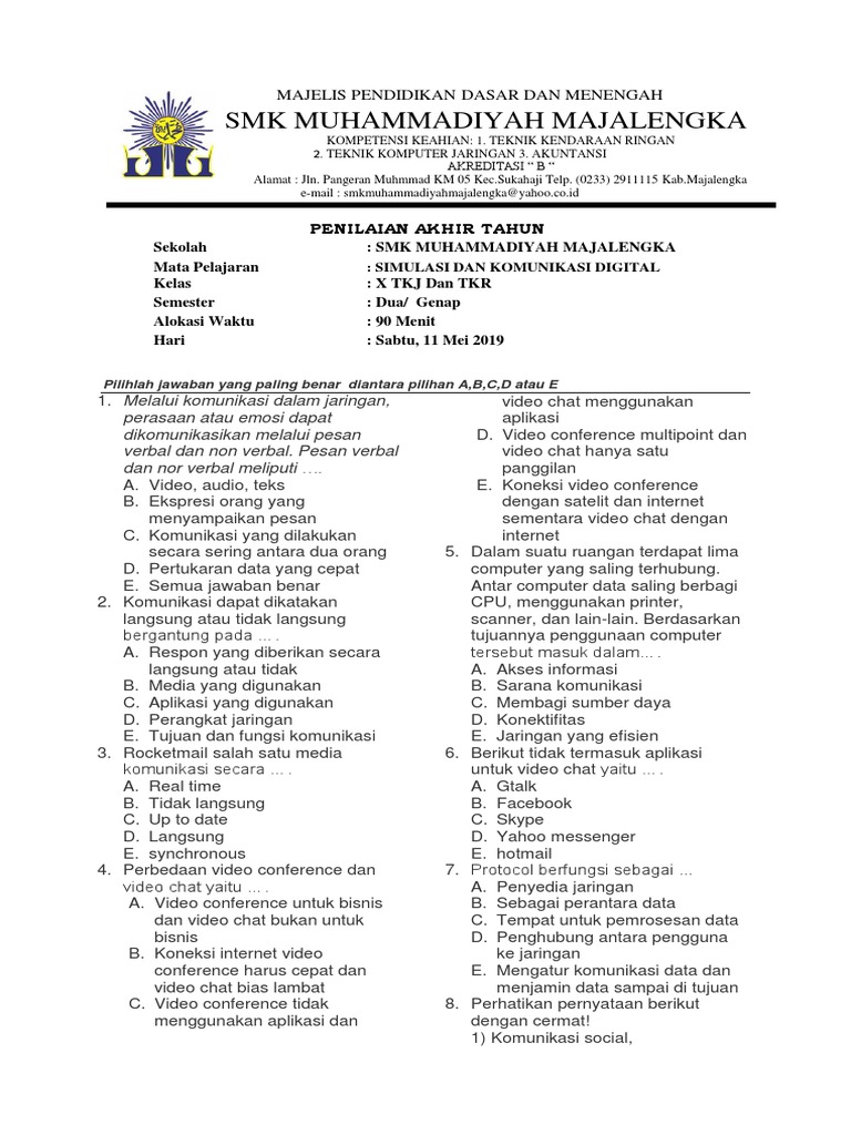 41++ Soal pat simdig kelas 10 semester 2 info