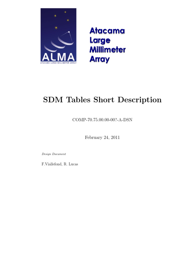 SDM Tables for ALMA Data | PDF | Array Data Type | Antenna (Radio)