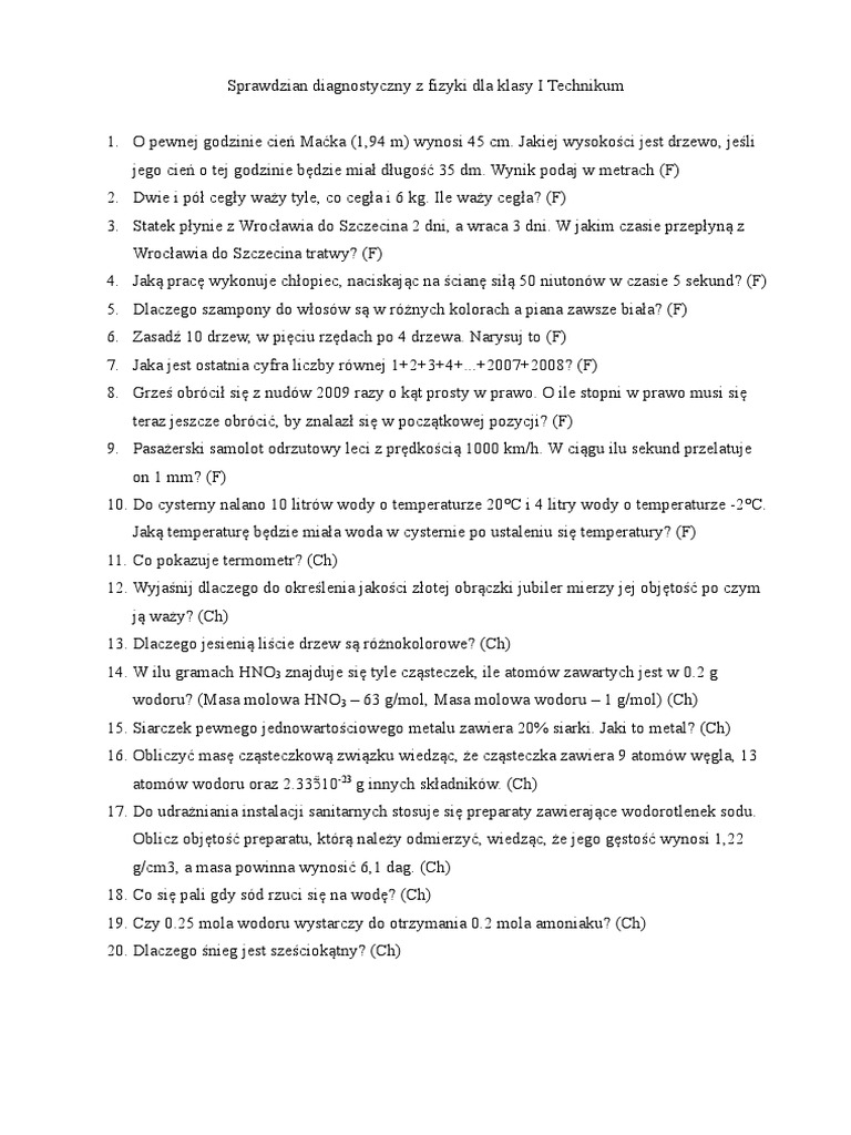 Diagnoza Z Chemii Klasa 7 Pdf