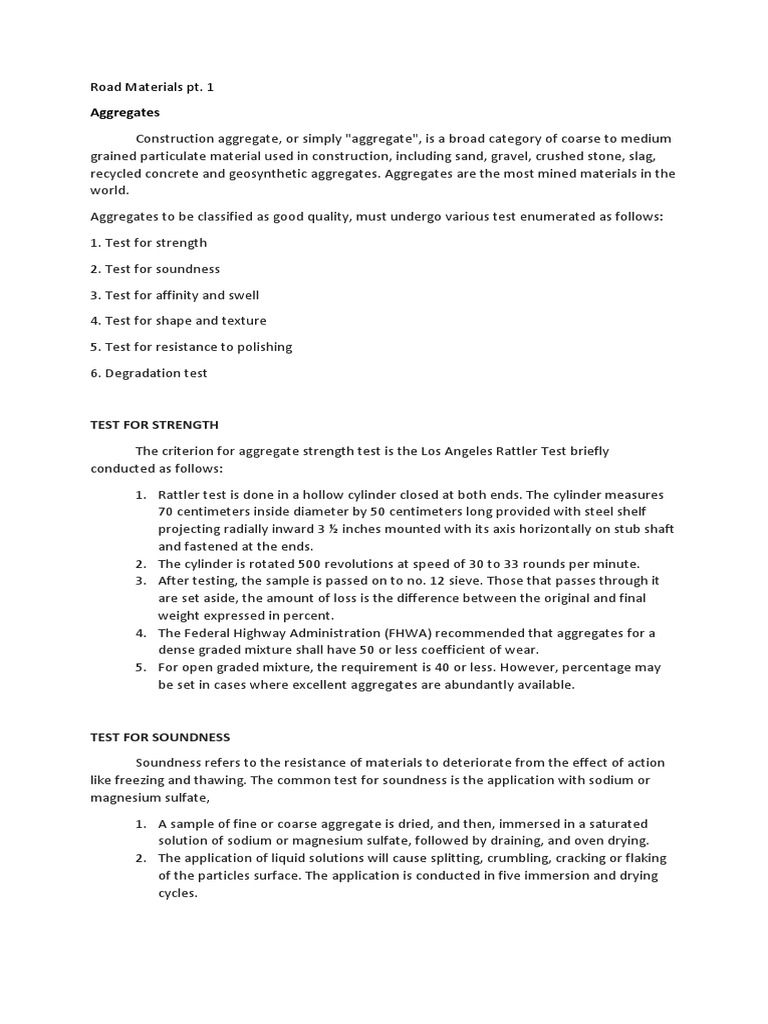 Aggregate Quality Tests Guide | PDF | Road Surface | Construction Aggregate