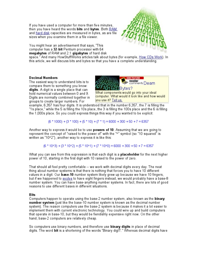 Understanding Bits and Bytes in Computing | PDF | Byte | Bit
