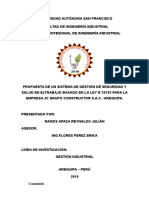 Propuesta de Un Sistema de Gestion de Seguridad y Salud en El Trabajo Basado en La Ley n29873 para La Empresa JC Grupo Constructor S A C Autogua