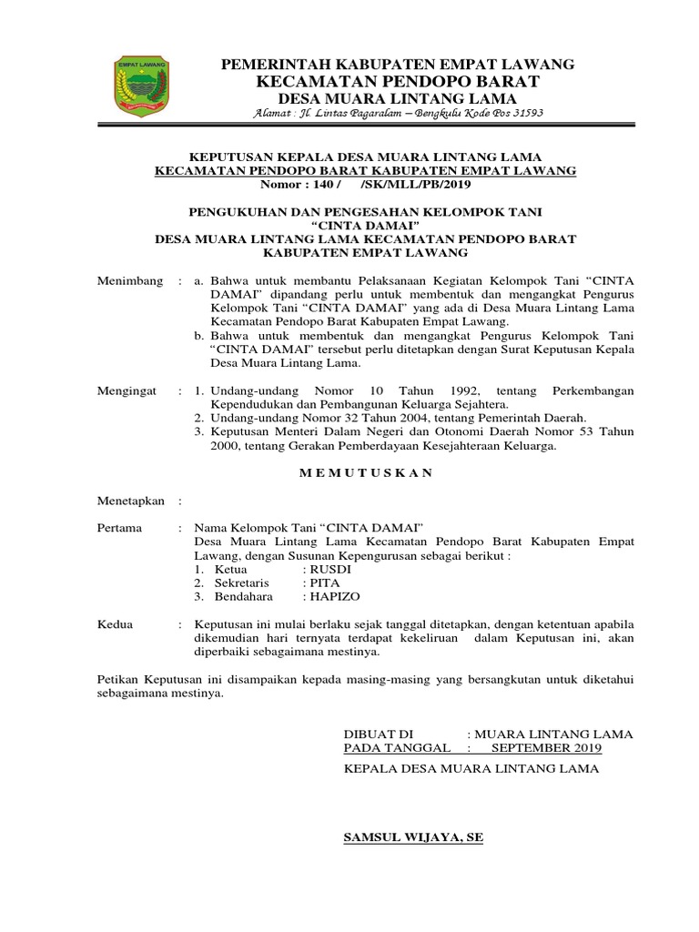 Contoh Surat Domisili Kelompok Tani Surat Terbaru