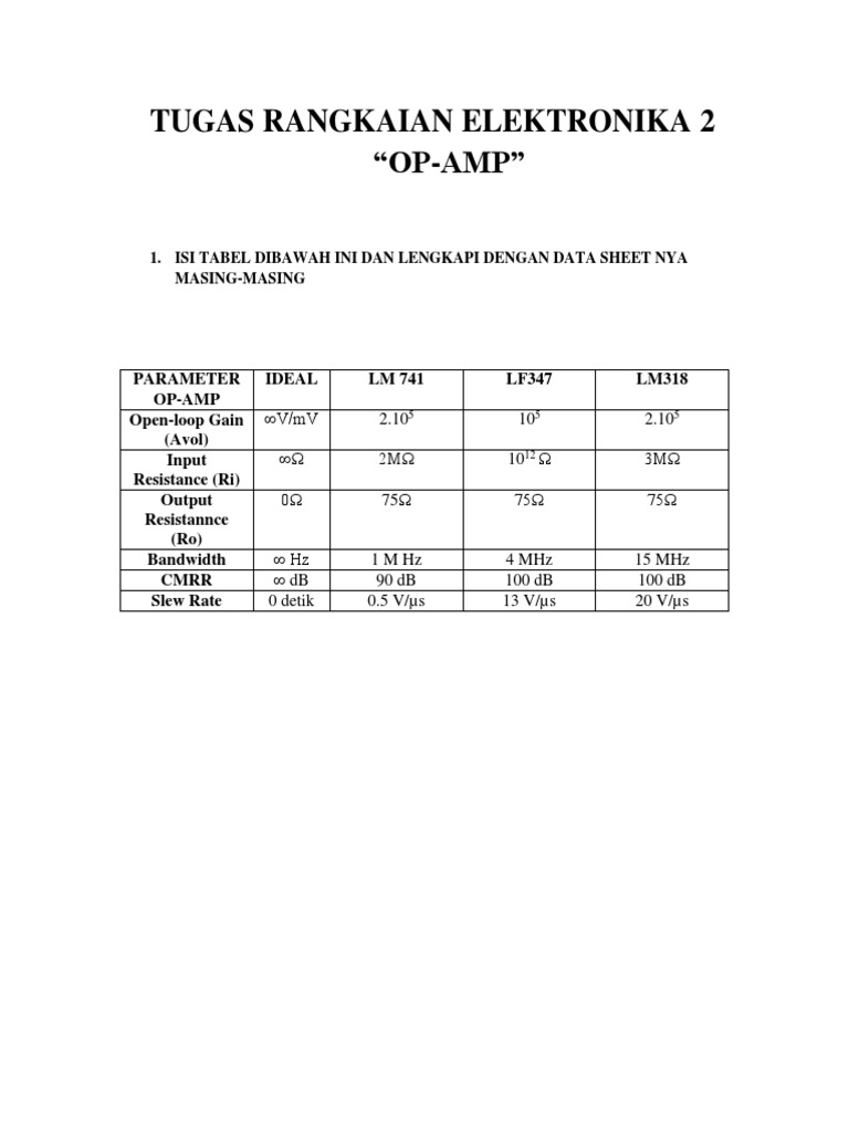 OP-AMP Characteristics and Examples | PDF