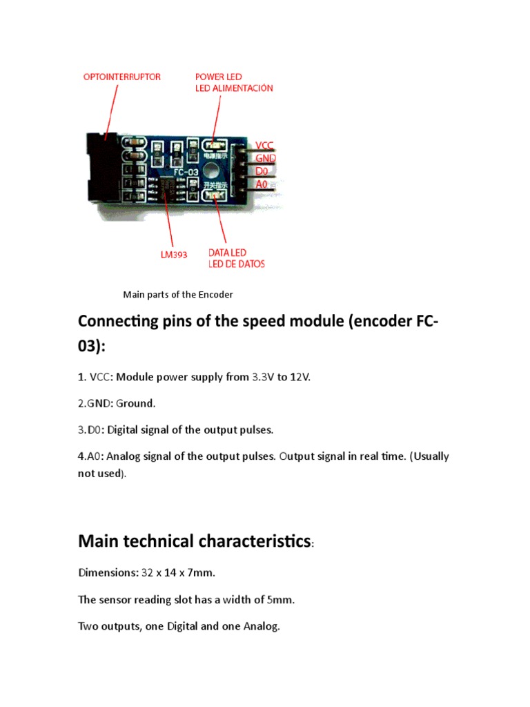 Connecting Pins of The Speed Module (Encoder FC-03) :: Main Technical ...
