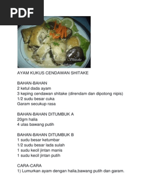 Ayam Kukus Cendawan Shitake Pdf