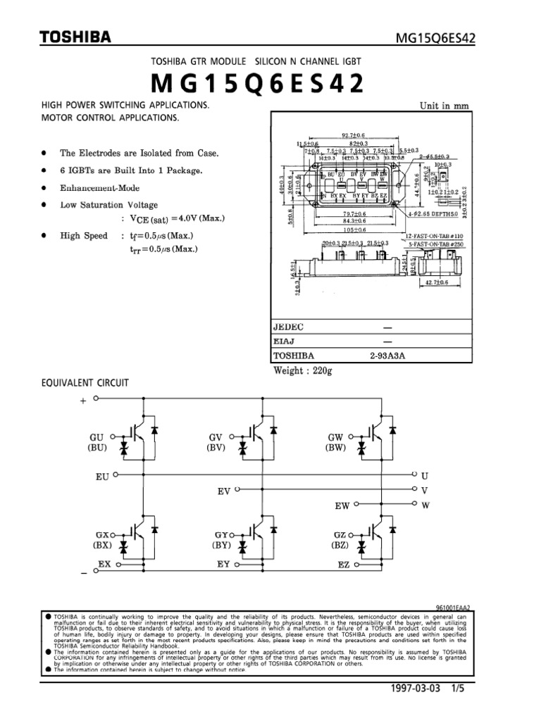 Toshiba IGBT 2SK109 Datasheet | PDF
