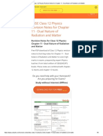 CBSE Class 12 Physics Notes For Dual Nature of Radiation and Matter