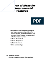 Source of Ideas For Entrepreneurial Ventures