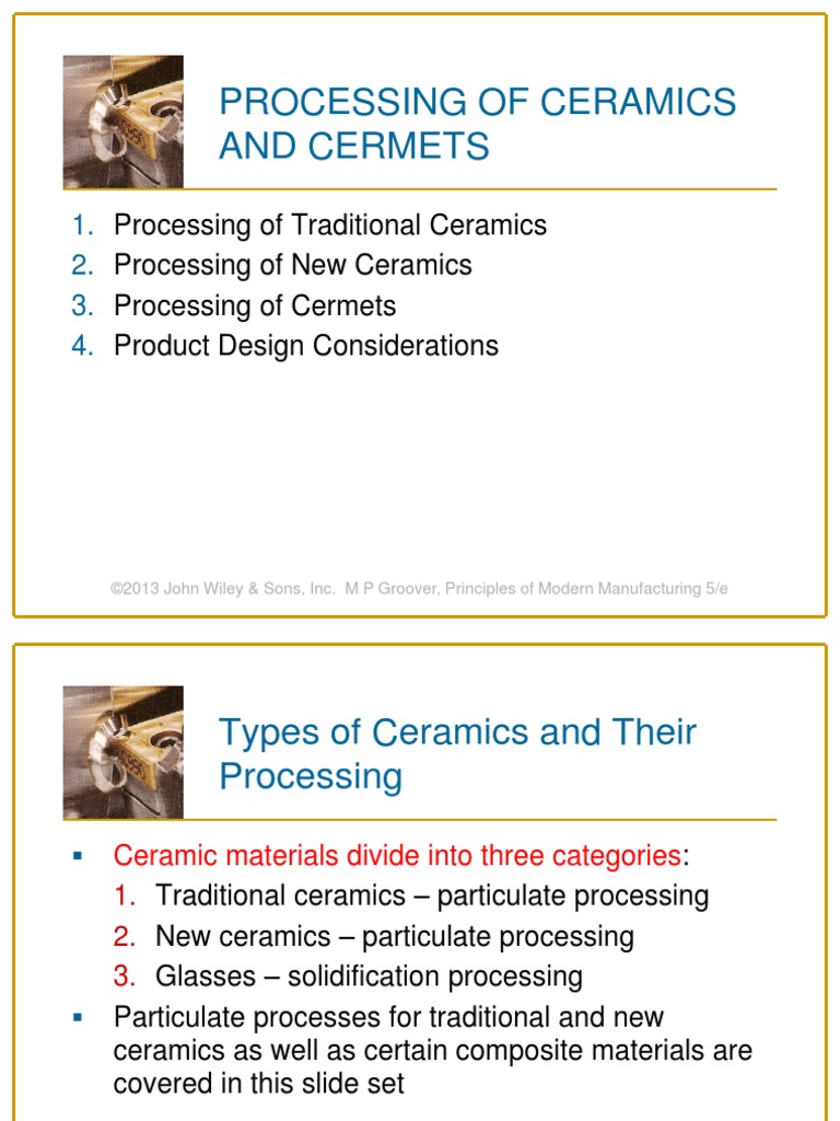 Processing of Ceramics and Cermets PDF Sintering Ceramics