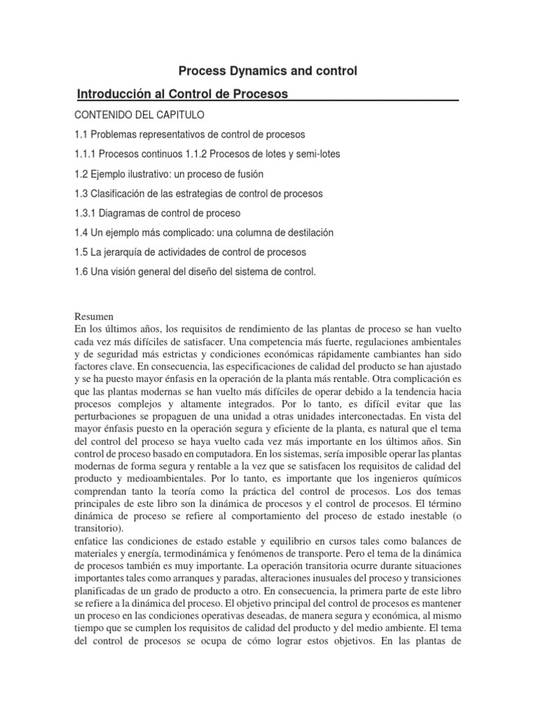 Procesos Dinamicos y Control SEBORG PDF | PDF | Realimentación ...