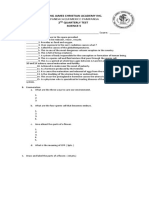 Pandacaqui Mexico Pampanga: King James Christian Academy Inc. 2 Quarterly Test Science 5