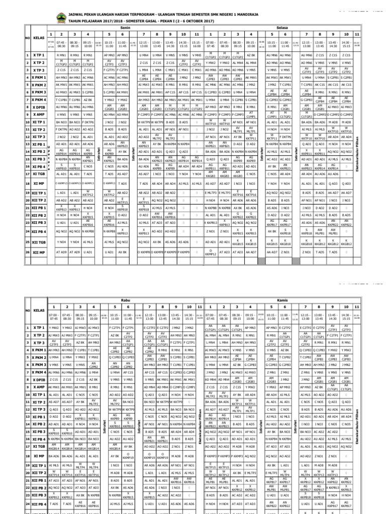 Jadwal UHT/UTS Gasal 1718 Pekan I Hal 1 DR 6: O Kkmp13 O Kkmp13 O