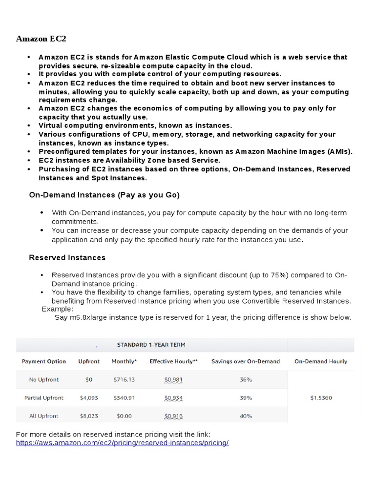 Amazon EC2 OnDemand Instances (Pay As You Go) PDF Software