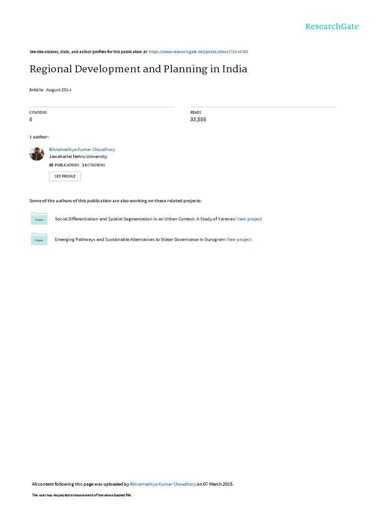 Regional Development Planning in India | PDF | Economic Development ...