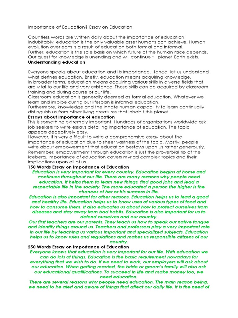 Understanding Education: Importance of Education? Essay On Education ...